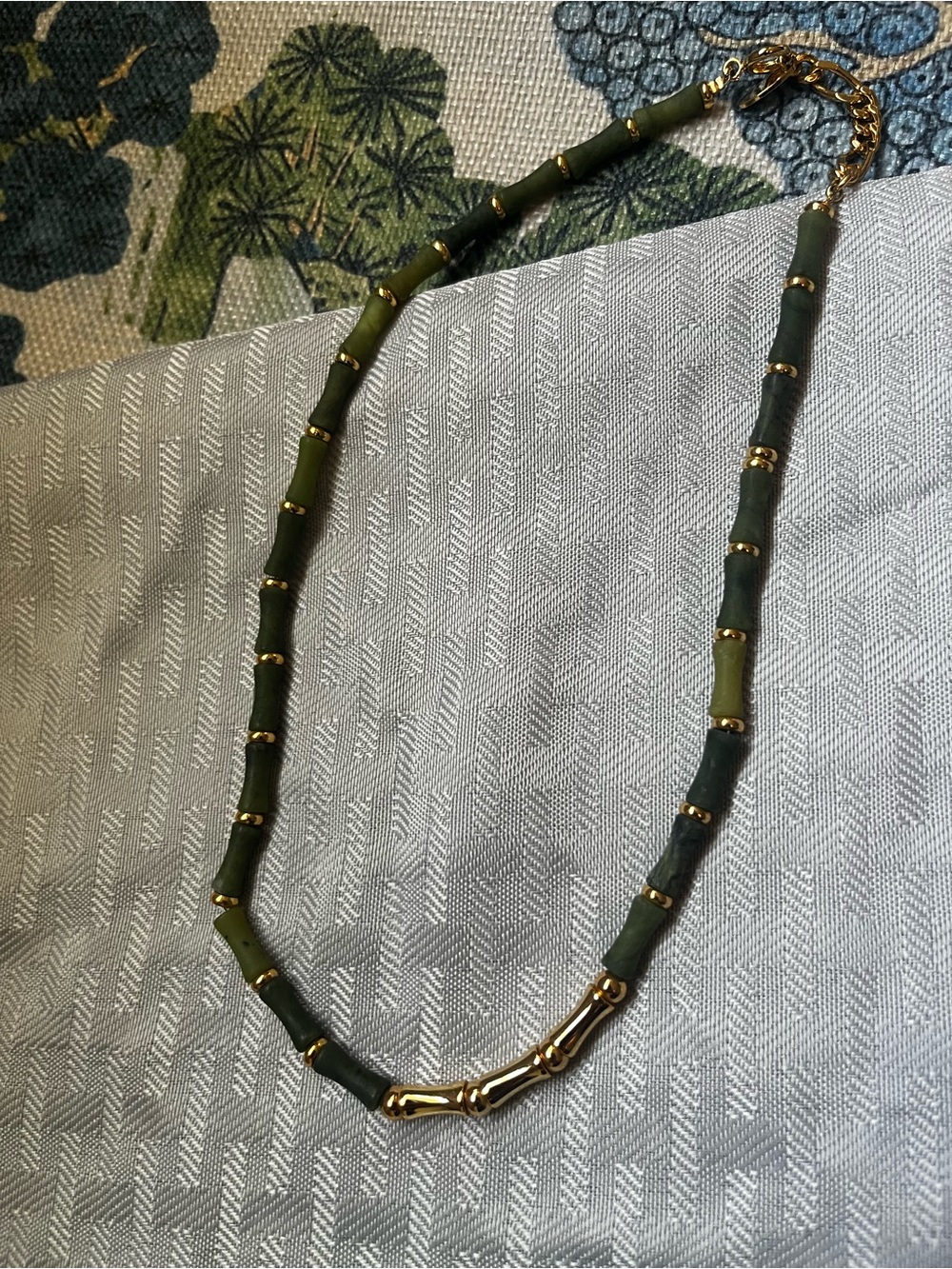 Gold-Accent Bamboo Beaded Necklace